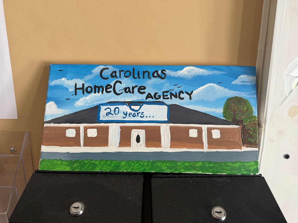 Child's painting of Carolinas Home Care Agency — artwork created by a CHCA client